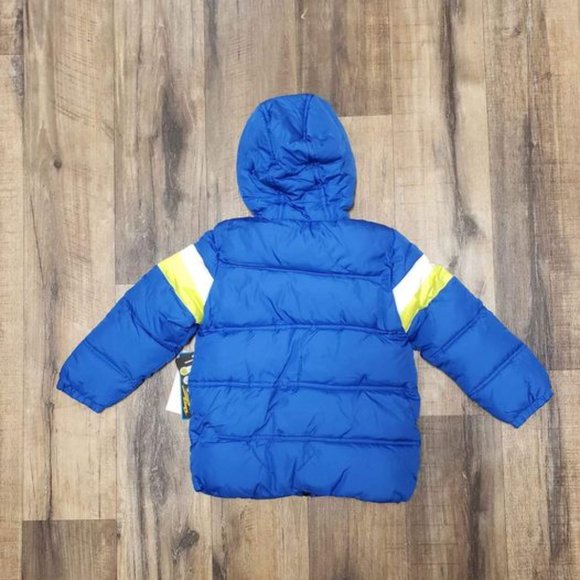 NWT iXtreme Fleece Lined Boys Stripe Sleeve Puffer Blue Jacket Size 5 - Picture 2 of 7